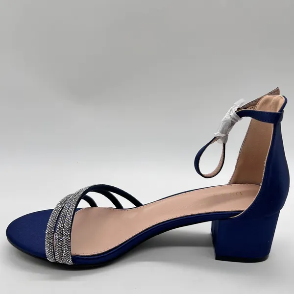NEW Allegra K Sandals Womens 8.5 Blue Rhinestone Strappy Block Heel Ankle Strap - Image 2
