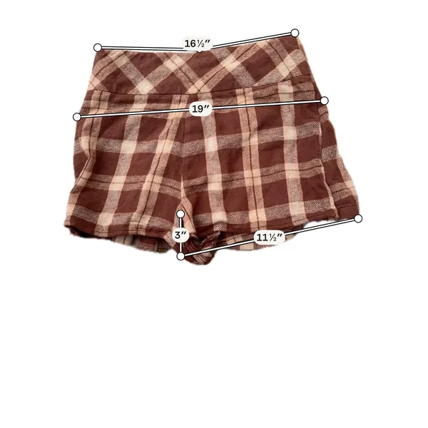 Forever 21 Brown Plaid Pleated Skort Mini Skirt Shorts Preppy Academic Skort - Image 4