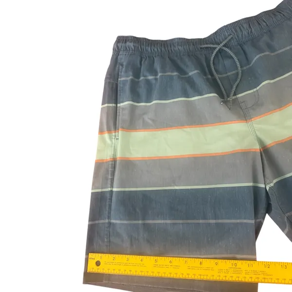 Hang Ten Men’s XL Striped Swim Trunks Board Shorts Compression Liner Blue Gray - Image 7