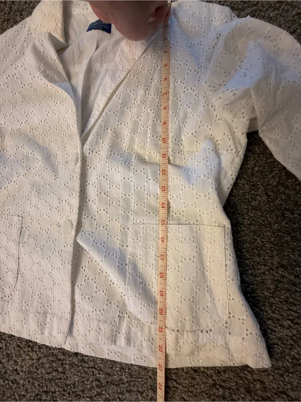 Vintage Pendleton White Cotton Eyelet Blazer Jacket - Image 11