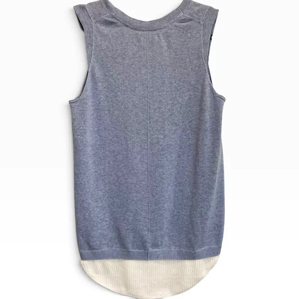 Brochu Walker Loreen Layered Linen‎ Cotton Tank Top Blue White XS $298 - Image 2