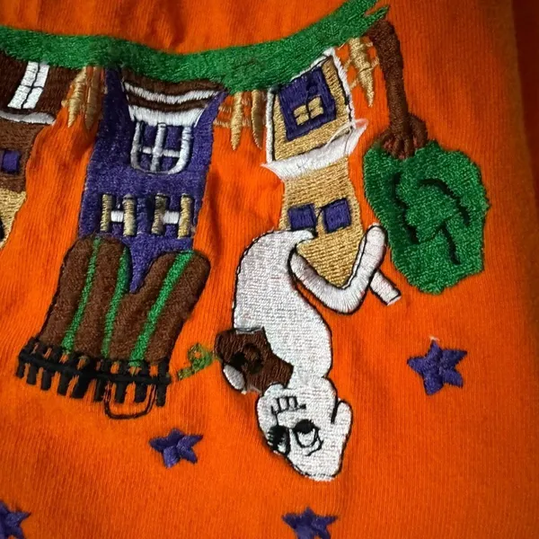 Vintage Halloween Haunted House 100% Cotton Long Sleeve Top Size M - Image 6