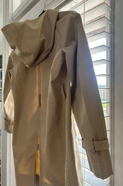 Vintage 90s Khaki Snap-Buttoned Hooded Utility Trench Coat - 2P - Image 14