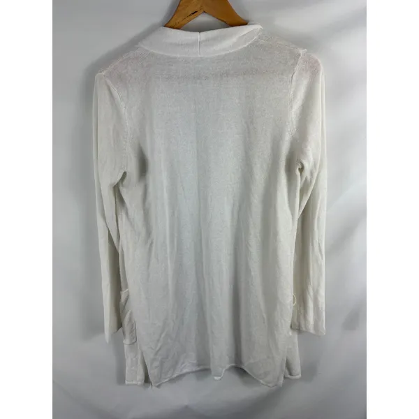 LOFT White Longline Knit Cardigan Size Small - Image 3