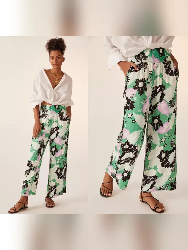 Maeve Printed Wide Leg Trousers - Image 2