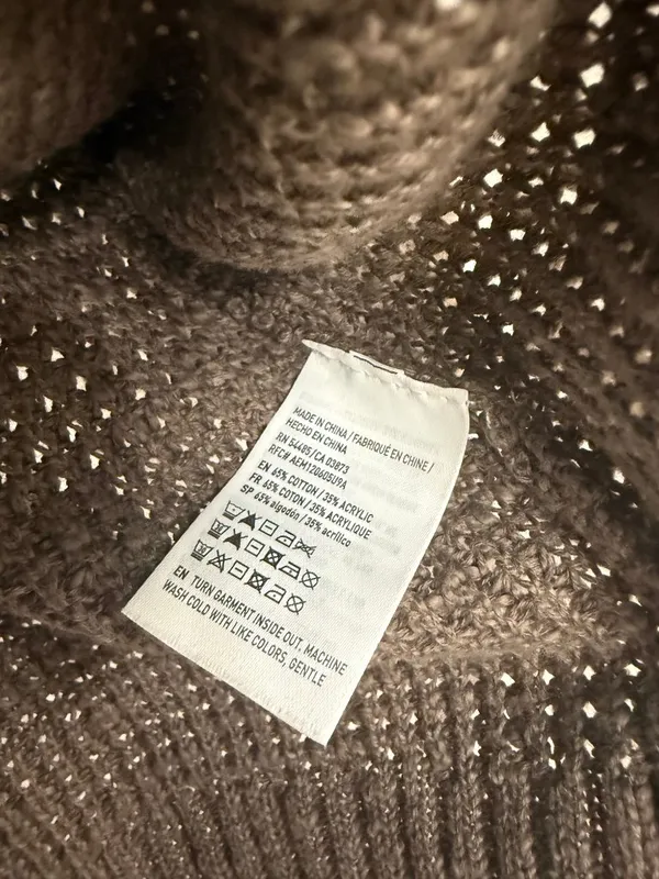 American Eagle Brown Open Knit Lace Up Sweater Women’s Small - Image 6