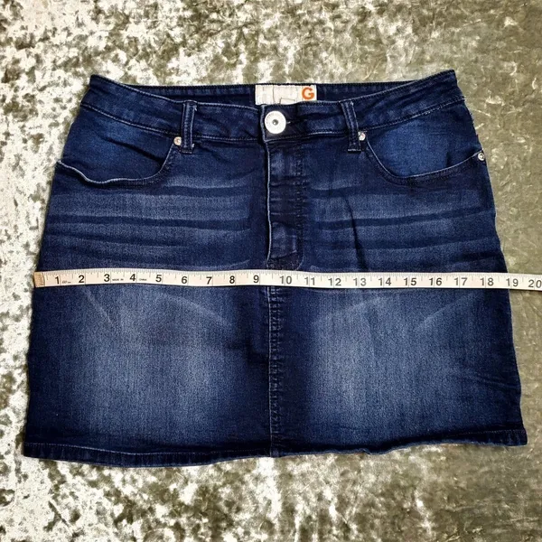 G by Guess Blue Distressed Denim Mini‎ Skirt Size: L - Image 4