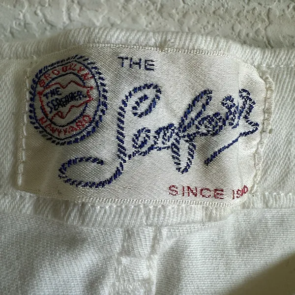 Vintage Seafarer Drake Jeans Sz 31 White Flared Eyelet Embroidered Italy Made - Image 3