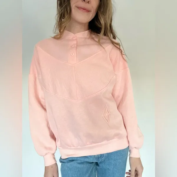 90s Vintage Choices From Gitano Pink Embroidered Crewneck Button Front Sweater - Image 10