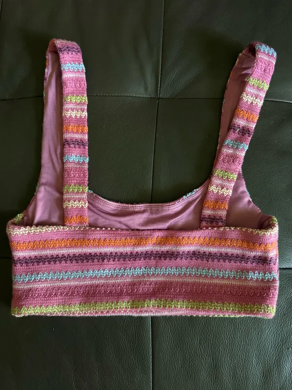 White Fox Multicolor Striped Knit Tank Top - Pink, Orange, blue,‎ size small - Image 4