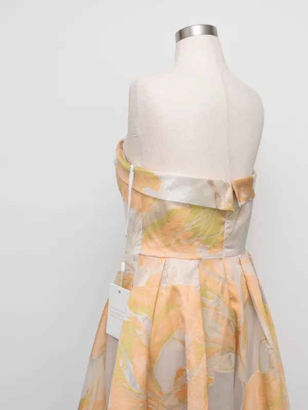 Mac Duggal - Peach‎ Multi Floral Brocade Strapless Midi Dress - Image 10