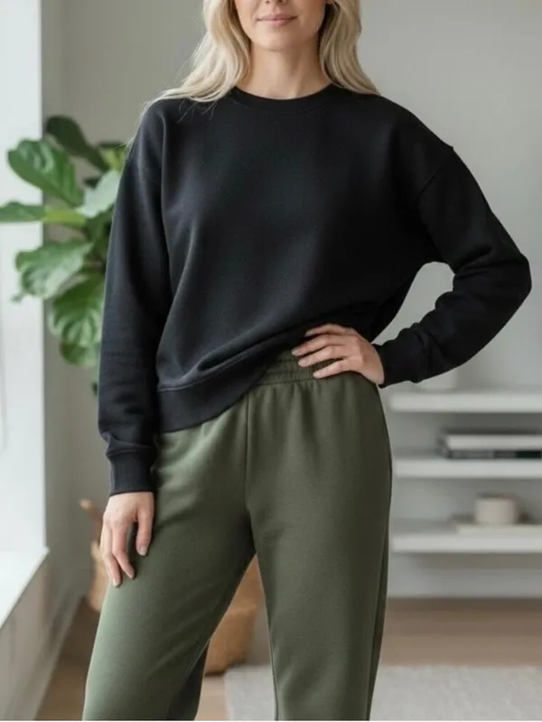 PACT Organic Cotton Crewneck Sweatshirt in Black Unisex Size Small Pullover - Image 2