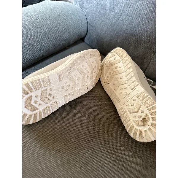 FME Canvas Loafers Women 8 Cream Beige Slip On Moc Toe Bungee Lace Casual Shoes - Image 5