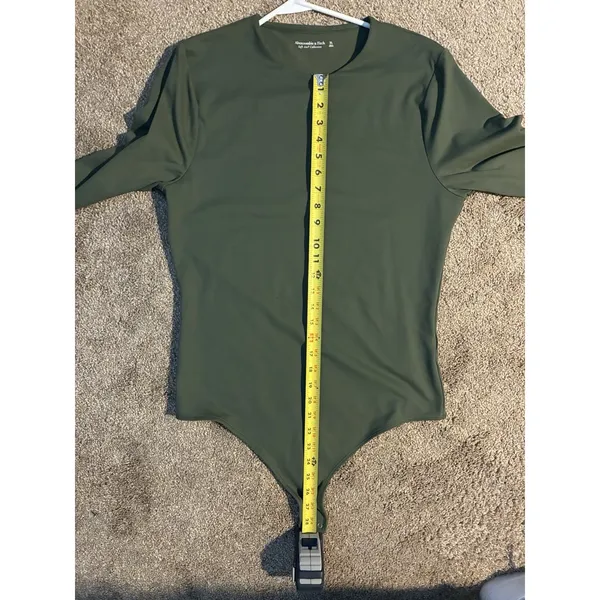 Abercrombie & Fitch Soft A&F Olive Green Long Sleeve Bodysuit Seamless XL - Image 7