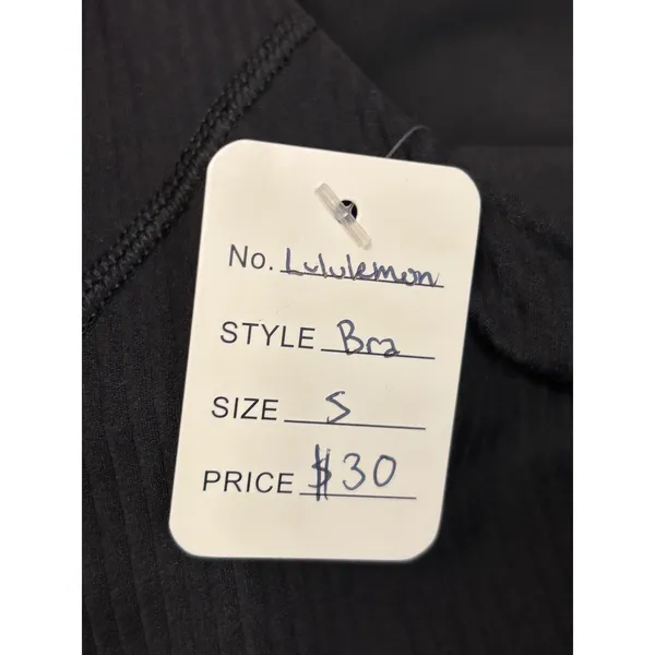 Lululemon Ebb to Street Racerback Crop Tank Top Black Ribbed Size S Built-in Bra - Image 4