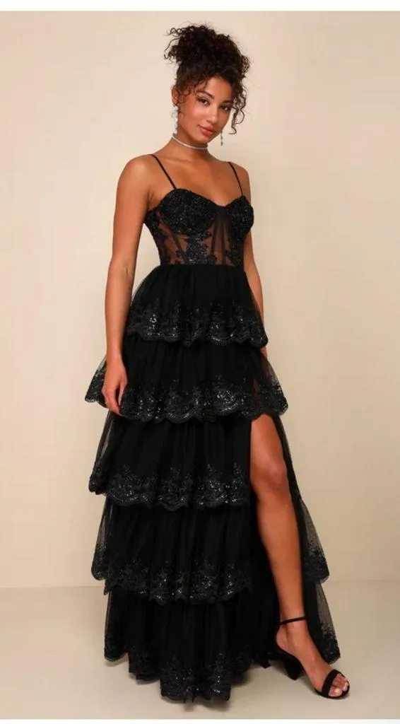 Lulu's Black Lace High-Low Dress - Image 3