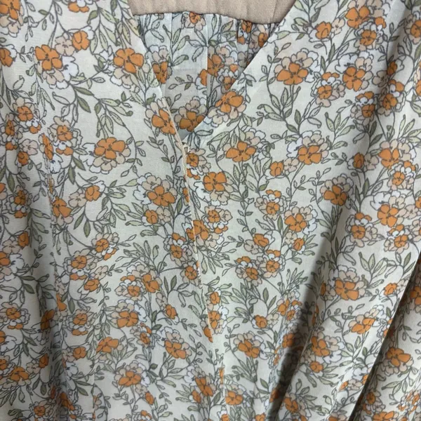 Wild Fern Pale Pink Floral Ruched Dress‎ Size Large - Image 6