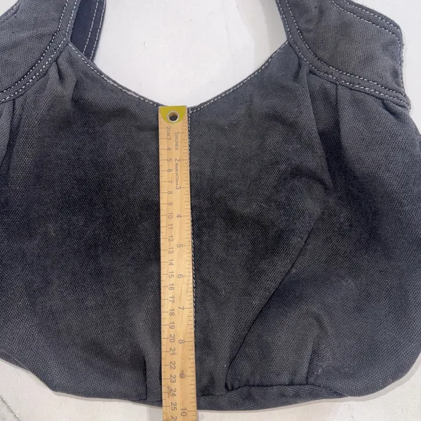 Vintage 2000s Y2K American Eagle Black Gray Canvas Boho Hobo Shoulder Bag Purse - Image 10