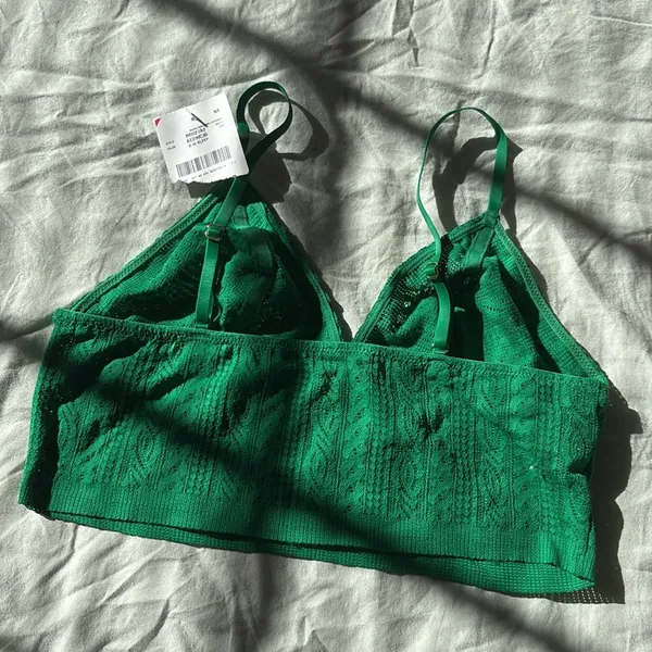 Aerie NWT Green Size Medium Longline Cable Lace Bralette - Image 5
