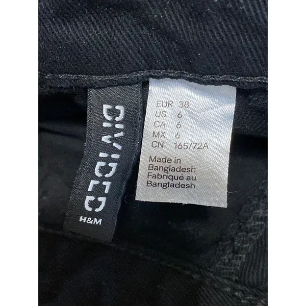 H&M Women's Black High Waisted Wide Leg Baggy Y2k Relaxed Denim Jeans Size 6 - Image 5