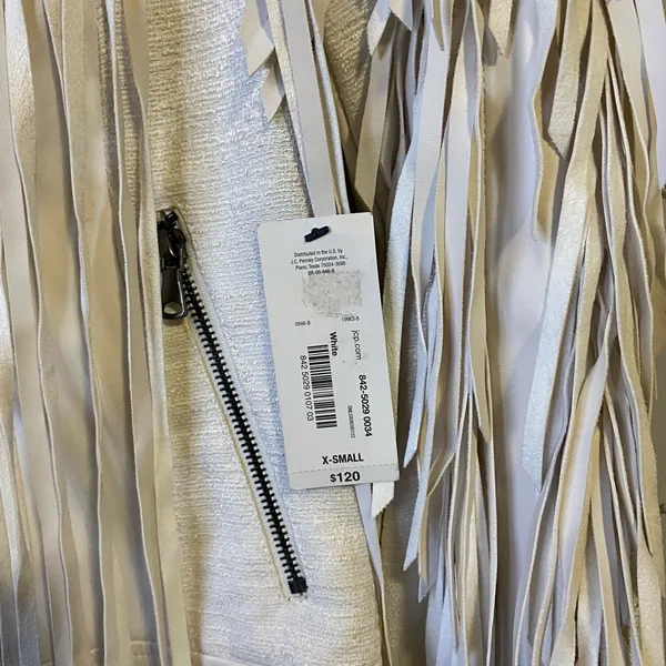 a.n.a Cream Fringe Leather Jacket - Image 4