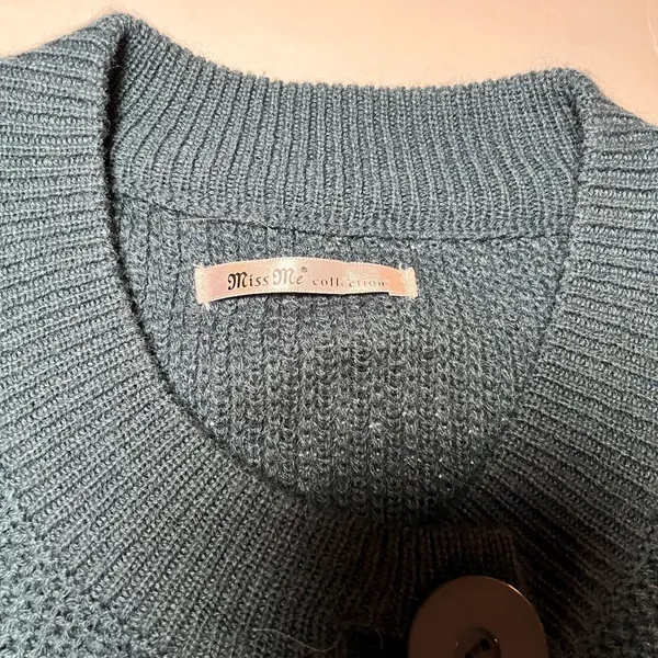 Miss Me Navy Chunky‎ Knit Cardigan Y2K size Small - Image 3