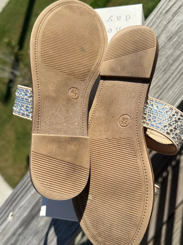 a new day Tan Slide Sandals with Silver Crystal Straps - Image 3