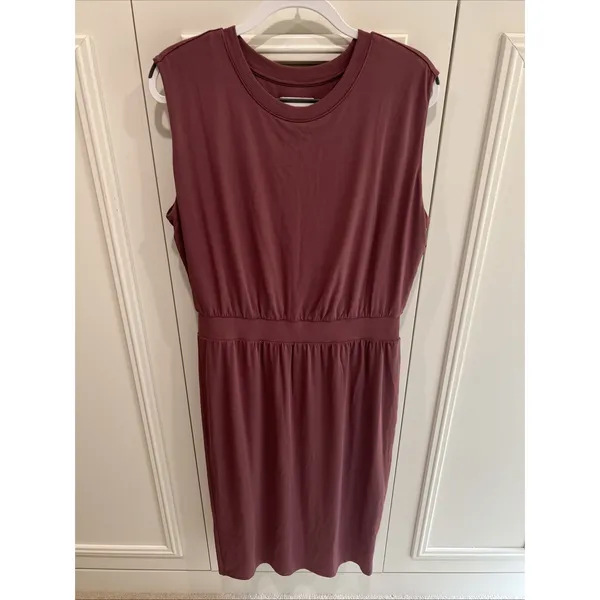 Athleta Santorini Cinch Dress Size Large Tawny Rose Athleisure Travel Stretch - Image 3