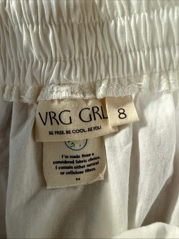 VRG GIRL Lily Elastic Waist White Tiered Mini Skirt with Side Bows - Image 9