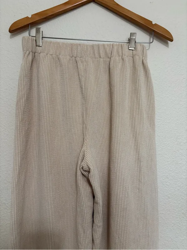 BDG Cream Ribbed Wide-Leg Knit Pants - Image 7
