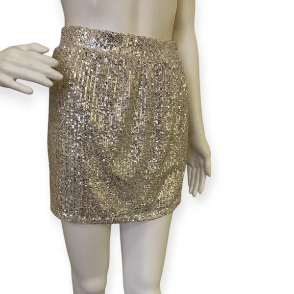 love on a hanger Sparkling Gold Sequin Mini Skirt - Image 3