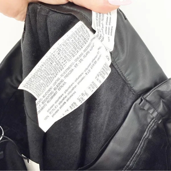 NWT ZARA Wide Leg Faux Leather Pants Women's‎ Size L Black - Image 6