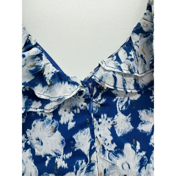 Aqua Maxi Dress Womens Size Small Gown Blue White Tiered Metallic Formal NEW‎ - Image 9