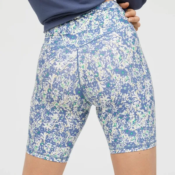 Offline Aerie Floral‎ Crossover High Waist Bike Shorts Blue Small 7 Inch - Image 6