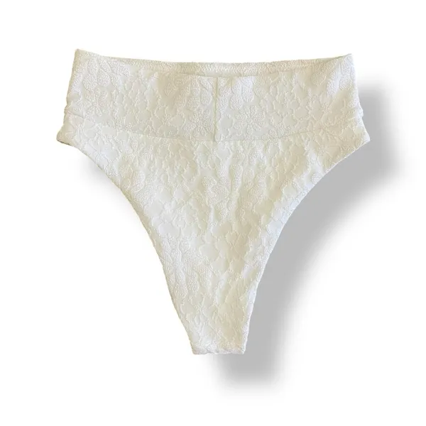 Aerie NWT High-Waisted‎ Floral Bikini Bottoms Womens Size XS White - Image 3