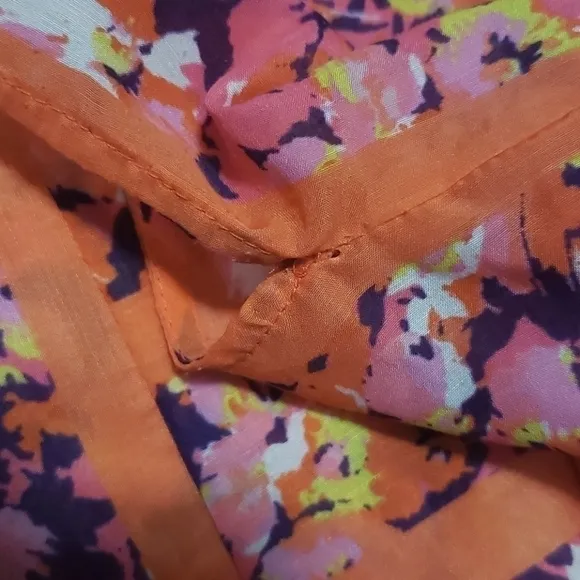 LOFT Floral‎ Striped Short Sleeve Blouse Boho Geometric Summer Top Pink Orange S - Image 8