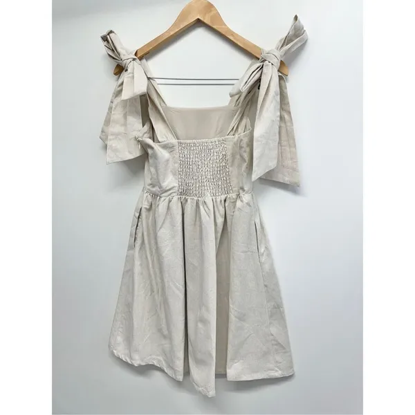 MIOU MUSE Dress Size Small Bow Tie A-Line Mini Linen Blend NWT‎ - Image 6