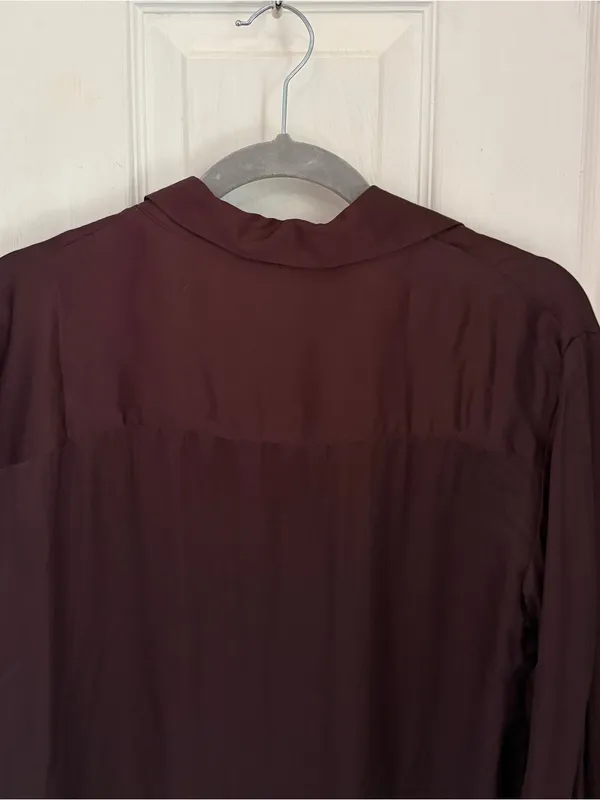 Gap NWT!! Women’s Satin Relaxed Button Down Shirt in Chocolate Brown - Image 6