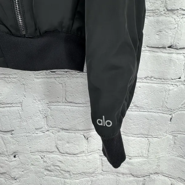 ALO Yoga Jacket S Black Off Duty Bomber Down Filled Puffer Athleisure Classic - Image 6
