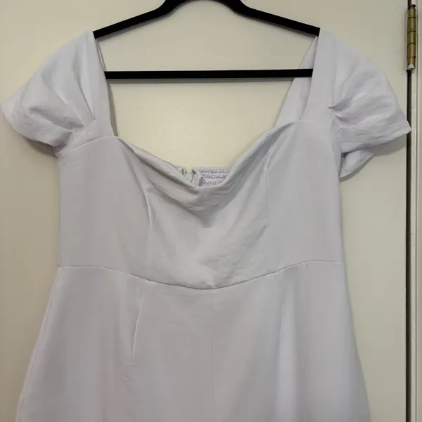Abercrombie Fitch White Square Neck Wide‎ Leg Jumpsuit Women's XL - Image 2