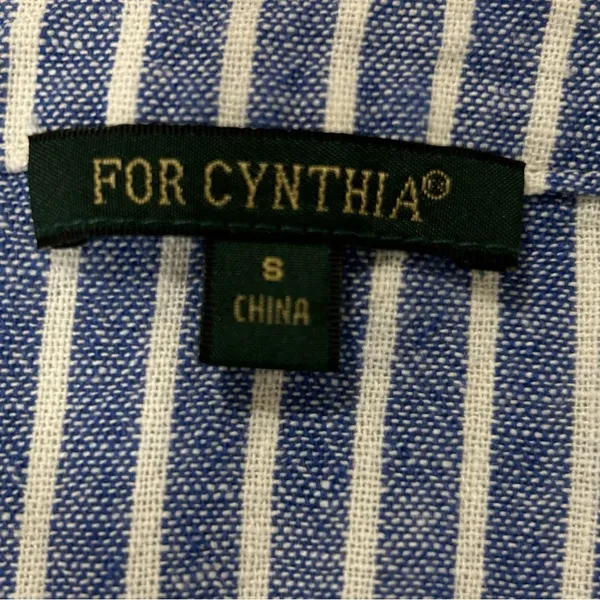 For Cynthia Striped Blue Midi Dress size S.55% LINEN 45% VISCOSE - Image 12