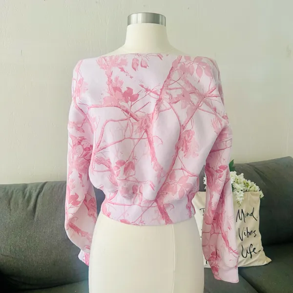 Abercrombie & Fitch Light Pink Camo Sunday Off-Shoulder Sweater - Image 2