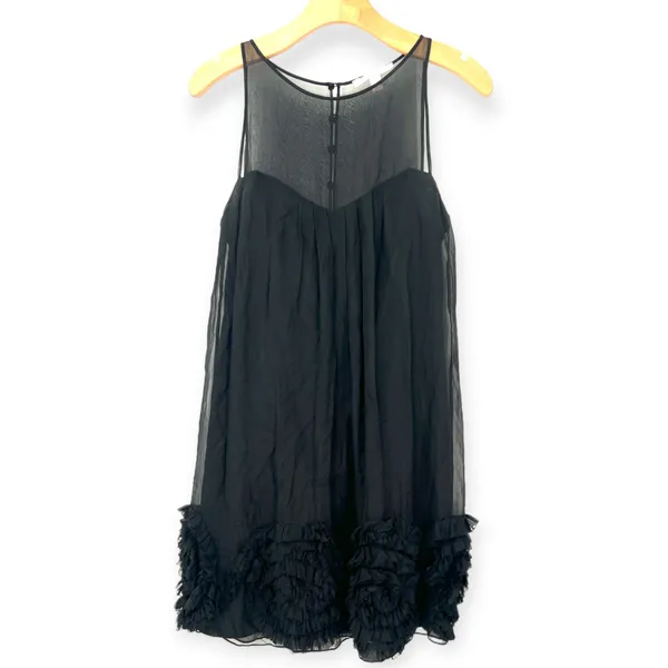 Y2K Rebecca Taylor S 4 Ruffle Applique Sheer Mini Dress Gothic Chic Romantic - Image 2