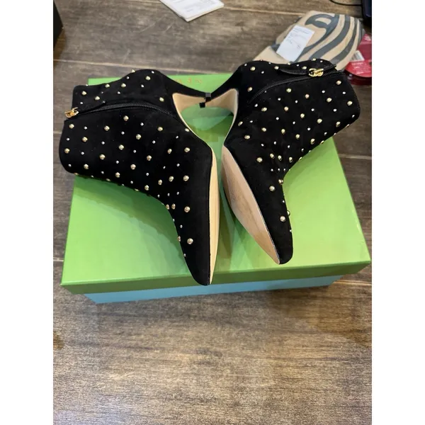 Kate Spade New York BLACK KID SUEDE‎ Women's Starr Ankle Boots Size 7 Studded - Image 6