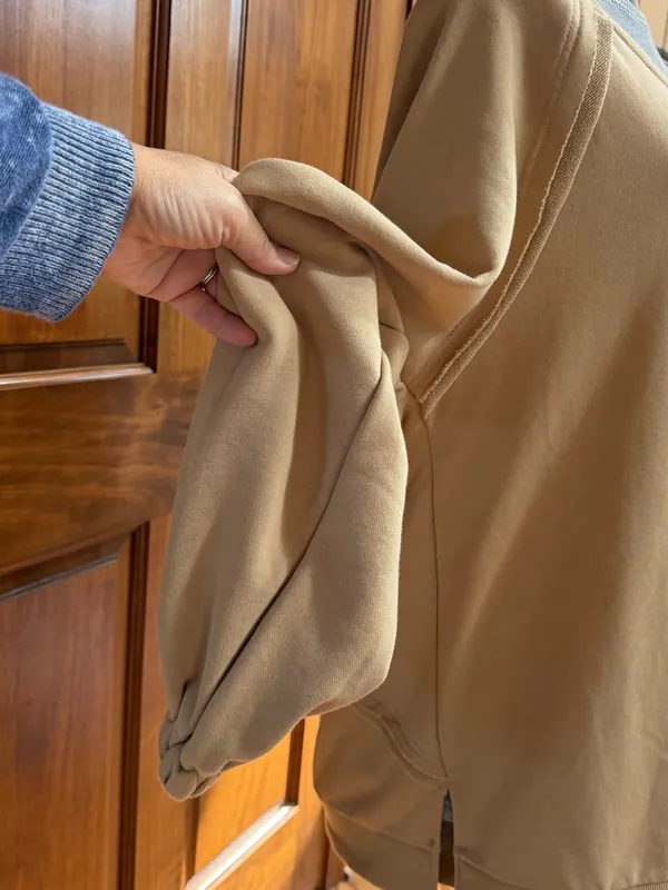 POL French terry pullover sweatshirt crisscross strappy open-back raw hem detail - Image 8
