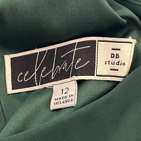 Celebrate DB Studio Halter Maxi Dress Pleated Empire Waist Formal Green 12 - Image 4