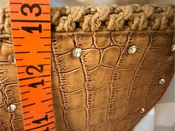 Wide Brown Braided Faux-Croc Stretch Belt with Buckle - Image 4