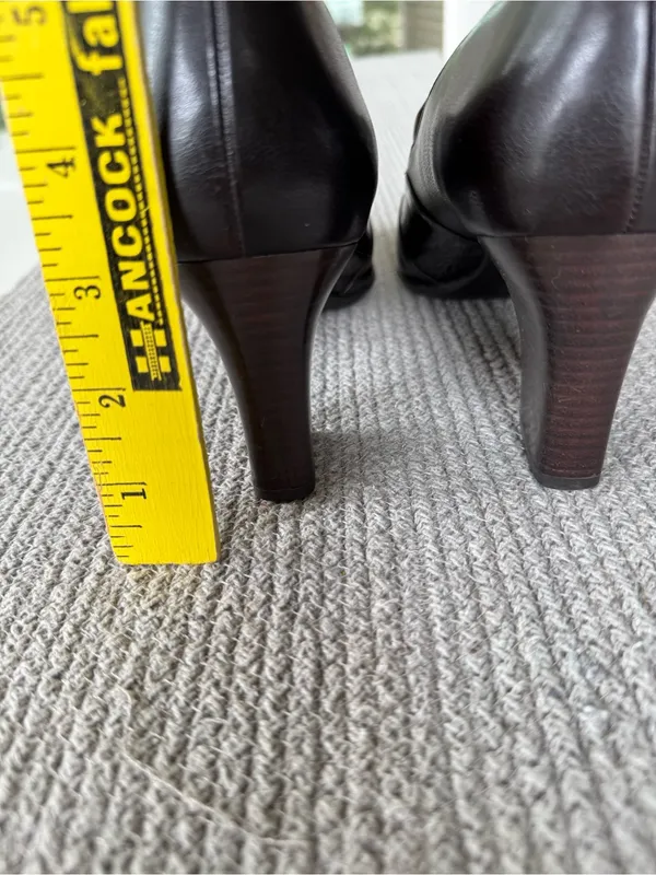 Vintage Franco Sarto Dark Brown Croc Embossed Faux Leather Block Heels Shoes 10 - Image 6