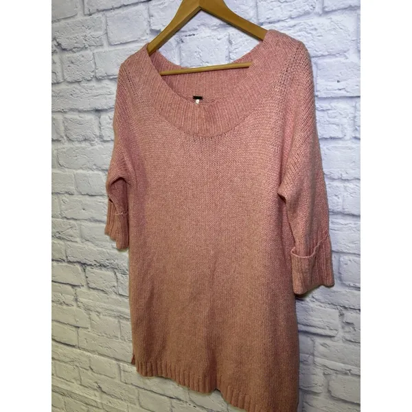 Free People Orange Pink Oversized Dolman Sweater Chunky Knit Top XS - Image 9