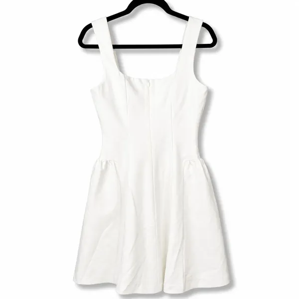 NEW Lulus Roetta White Sleeveless Square Neck Fitted Pleated Mini Dress Large - Image 7
